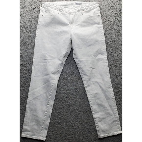 AG Adriano Goldschmied Prima Cigarette Ankle Jeans Womens 32R White Denim Preppy - Picture 1 of 11